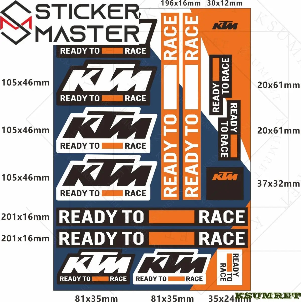 Sticker Master Ktm Sticker Set Motor Oto Araç Çıkartma Etiket - Sticker Master