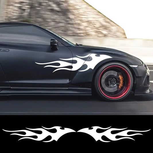 Sticker Master Evrensel 2 Adet Havalı Araba Çıkartması Alev Araba Gövde Çıkartması Su Geçirmez Kendinden Yapışkanlı Alev Çizgili Kapı Vinil Çıkartması Oto Dekorasyon Aksesuarları Sticker Master