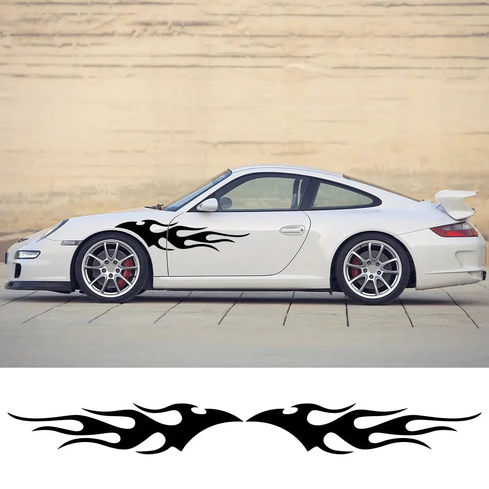 Sticker Master Evrensel 2 Adet Havalı Araba Çıkartması Alev Araba Gövde Çıkartması Su Geçirmez Kendinden Yapışkanlı Alev Çizgili Kapı Vinil Çıkartması Oto Dekorasyon Aksesuarları Sticker Master