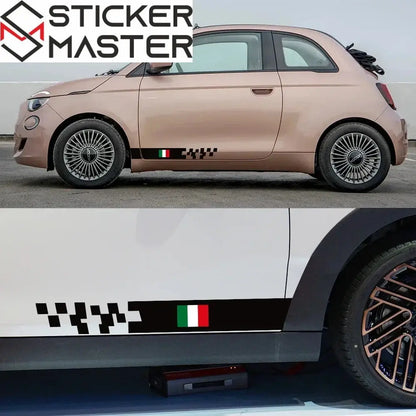 Fiat 500 İtalyan Bayrağı Sticker Kapı Şerit Seti | Sticker Master - Sticker Master