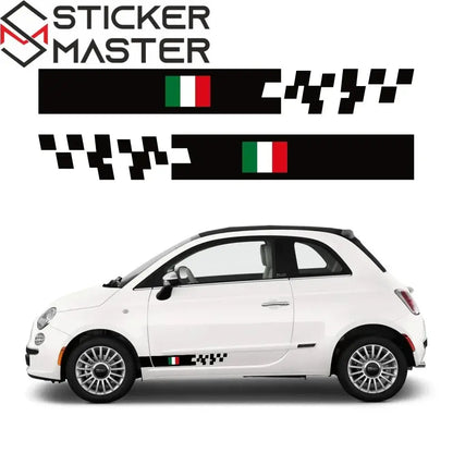 Fiat 500 İtalyan Bayrağı Sticker Kapı Şerit Seti | Sticker Master - Sticker Master