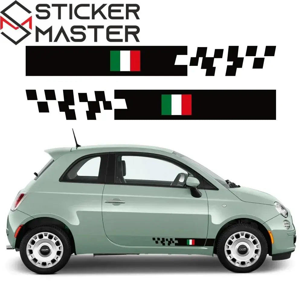 Fiat 500 İtalyan Bayrağı Sticker Kapı Şerit Seti | Sticker Master - Sticker Master