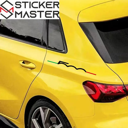 Fiat 500 Sticker | İtalyan Şeritli Silüet Seti (2 Adet) | Sticker Master - Sticker Master