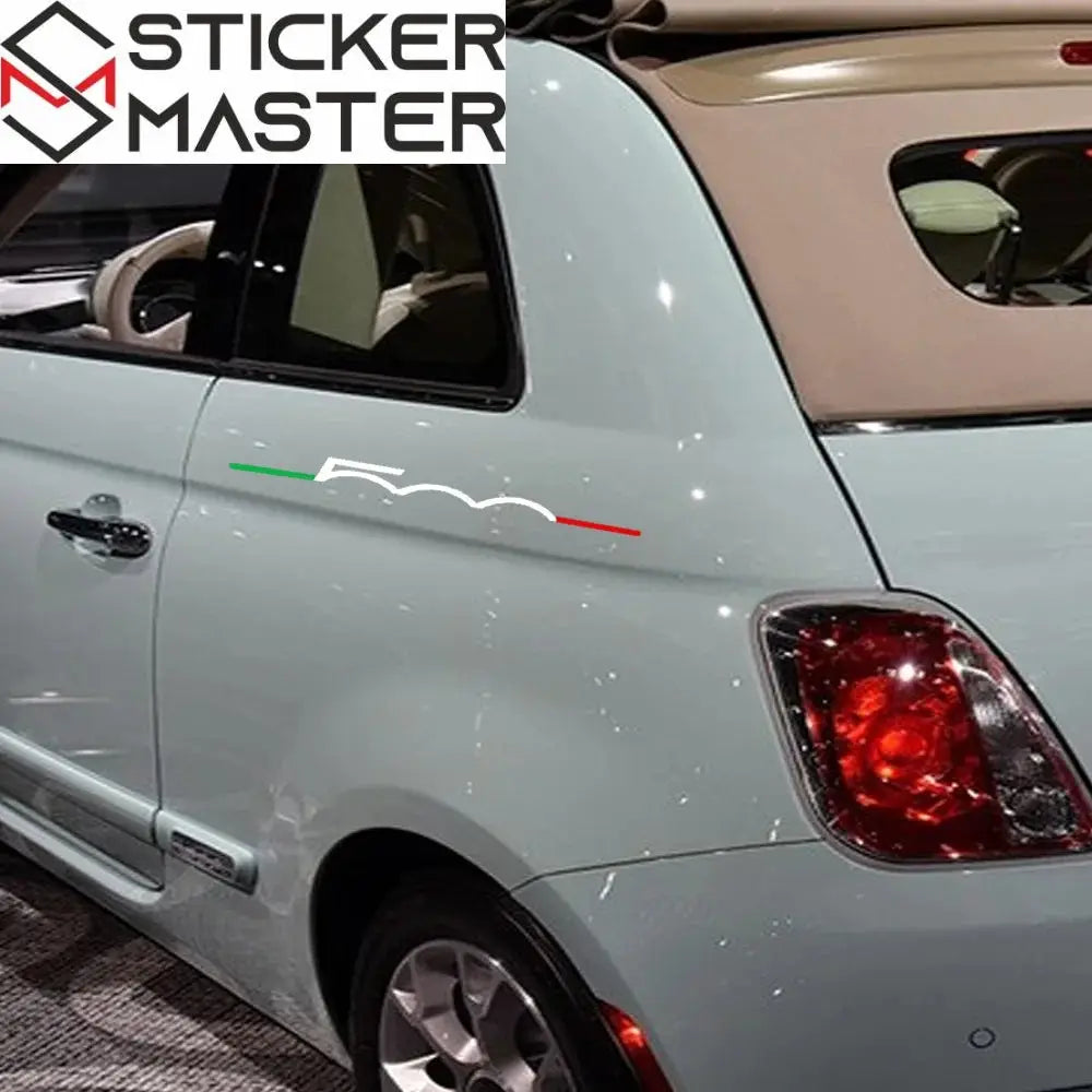 Fiat 500 Sticker | İtalyan Şeritli Silüet Seti (2 Adet) | Sticker Master - Sticker Master