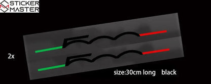 Fiat 500 Sticker | İtalyan Şeritli Silüet Seti (2 Adet) | Sticker Master - Sticker Master