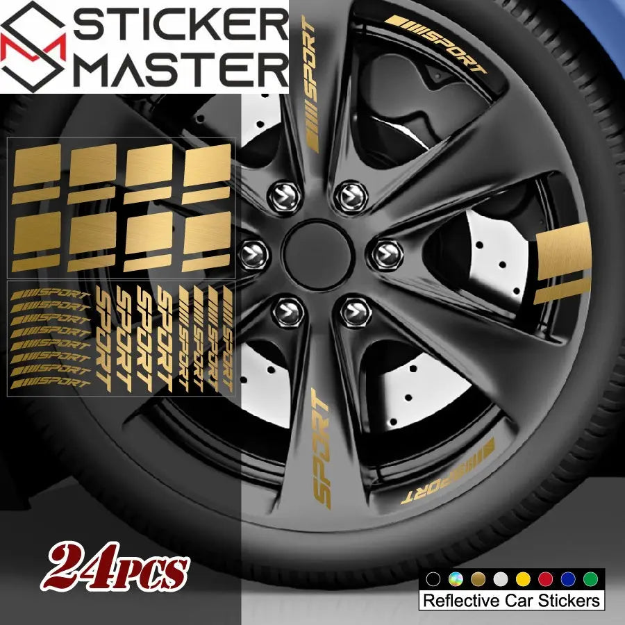24 Parça Jant Çıkartma Seti Sport Şerit Sticker | Sticker Master - Sticker Master
