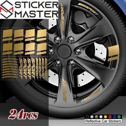 24 Parça Jant Çıkartma Seti Sport Şerit Sticker | Sticker Master - Sticker Master