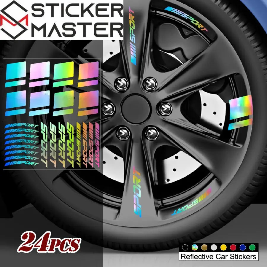 24 Parça Jant Çıkartma Seti Sport Şerit Sticker | Sticker Master - Sticker Master