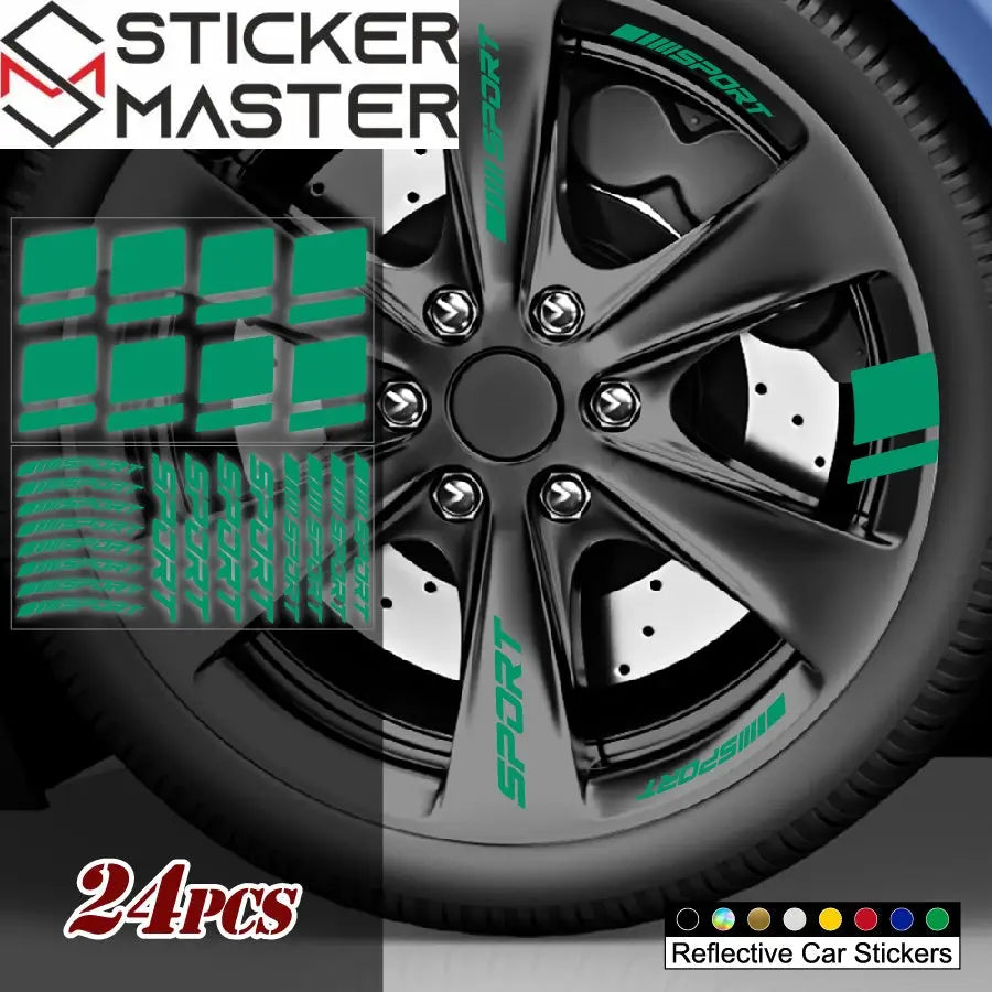 24 Parça Jant Çıkartma Seti Sport Şerit Sticker | Sticker Master - Sticker Master