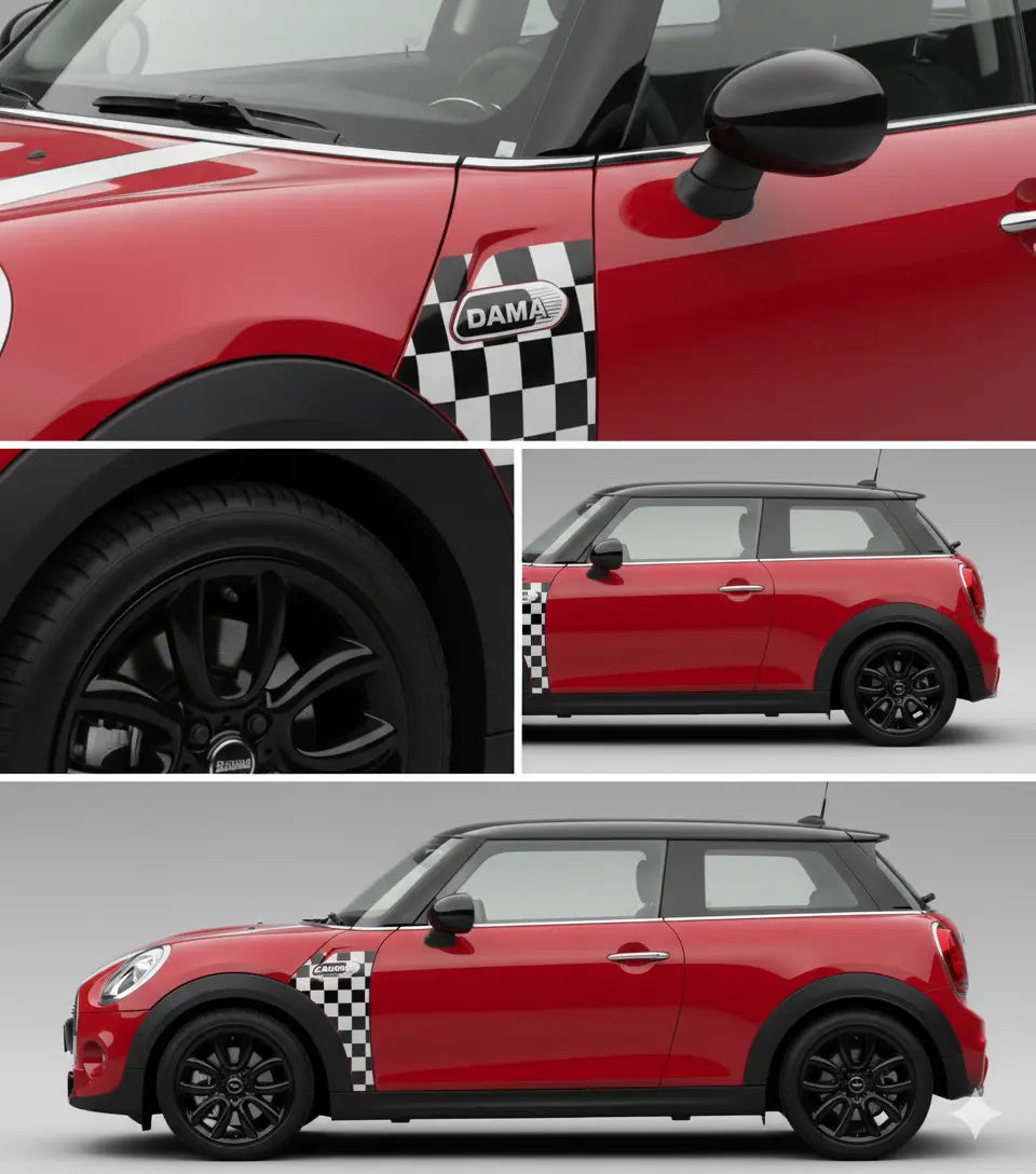 Mini Cooper Çamurluk Üstü ve Yan Kapı Dama Sticker Seti Sticker Master