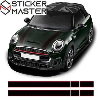 Mini Cooper Sticker Seti | JCW Tarzı Kaput ve Bagaj Şerit Decal (Çift Renkli) Sticker Master