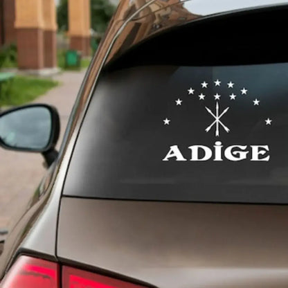 Sticker Master Adige Çerkez Bayrağı Sticker – Araba, Motosiklet, Kask, Laptop ve Cam İçin – 20x15 cm Sticker Master