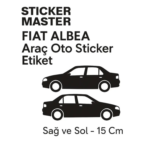 Sticker Master Fiat Albea Basık Araç Oto Sticker Etiket - Sağ ve Sol - 15 Cm Sticker Master