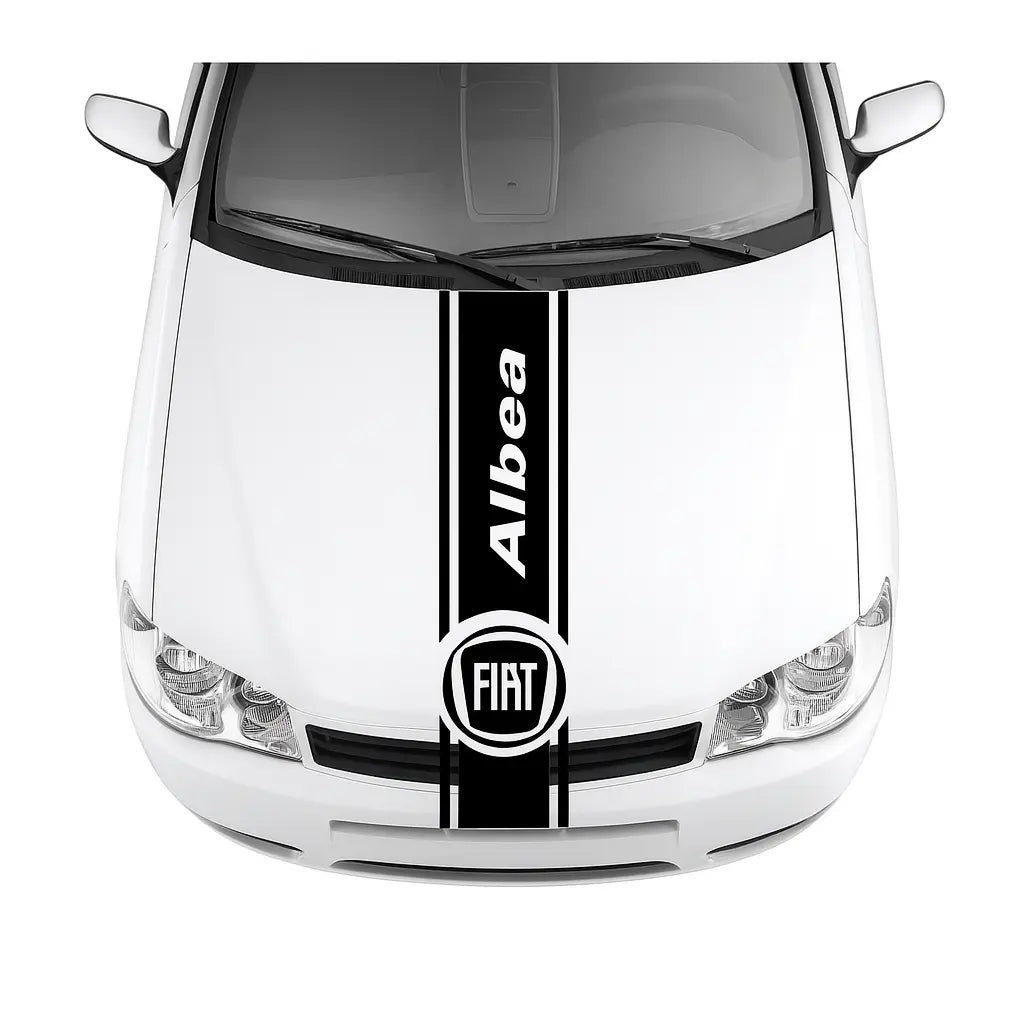 Sticker Master Fiat Albea İçin Uyumlu Aksesuar Oto Kaput Şerit Araç Sticker Etiket - Sportif Tasarım Sticker Master