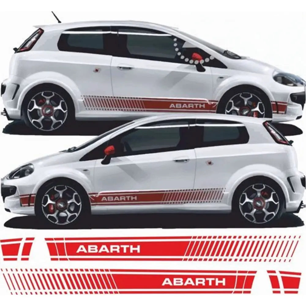 Sticker Master Fiat Punto Evo Abarth Tarzı Yan Şerit Sticker Seti – Sağ ve Sol Sticker Master