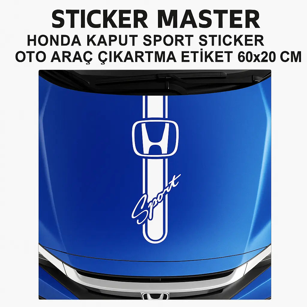 Sticker Master Honda Kaput Sport Sticker Oto Araç Çıkartma Etiket 60x20 Cm Sticker Master