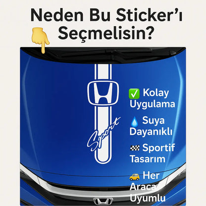 Sticker Master Honda Kaput Sport Sticker Oto Araç Çıkartma Etiket 60x20 Cm Sticker Master