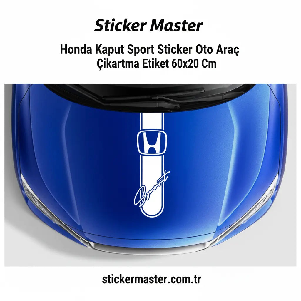 Sticker Master Honda Kaput Sport Sticker Oto Araç Çıkartma Etiket 60x20 Cm Sticker Master
