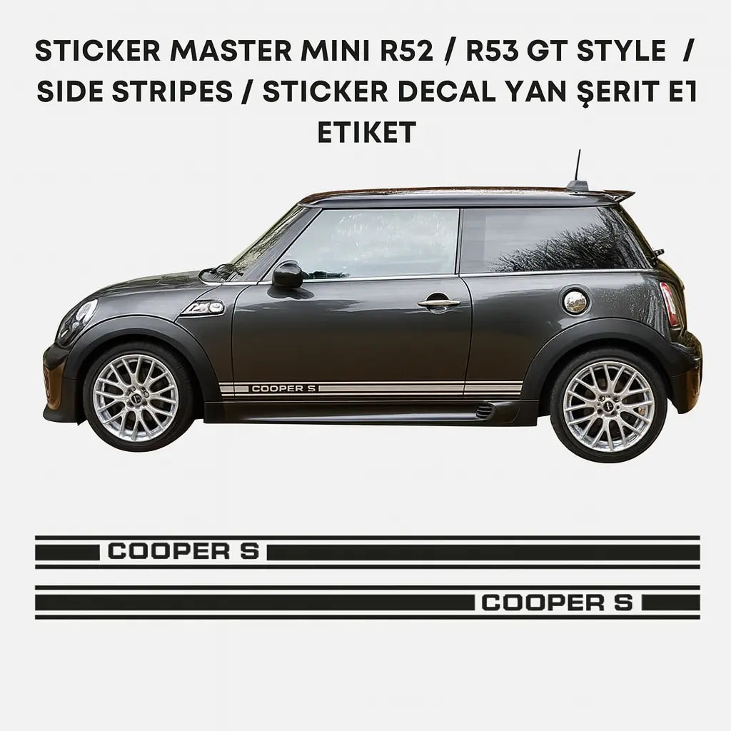 Sticker Master Kişiye Özel Mini R52 / R53 GT Style Side Stripes / Sticker Decal Yan Şerit Etiket – Cooper S Tasarımı Sticker Master