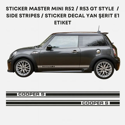 Sticker Master Kişiye Özel Mini R52 / R53 GT Style Side Stripes / Sticker Decal Yan Şerit Etiket – Cooper S Tasarımı Sticker Master