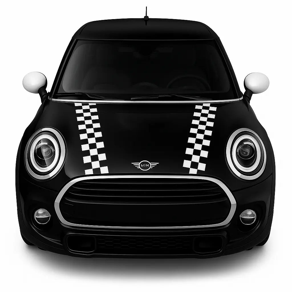 Sticker Master Mini Cooper Checkered Bonnet Stripes – Dama Desenli Kaput Şerit Sticker Takımı Sticker Master