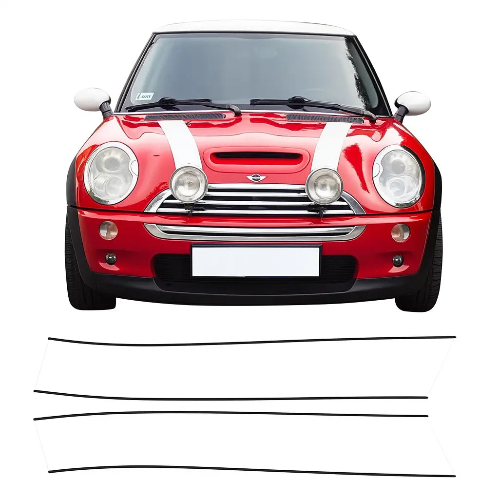 Sticker Master Mini R53 Cooper S Bonnet Stripes Ön Şerit Sticker Etiket - 2 Parça Sticker Master