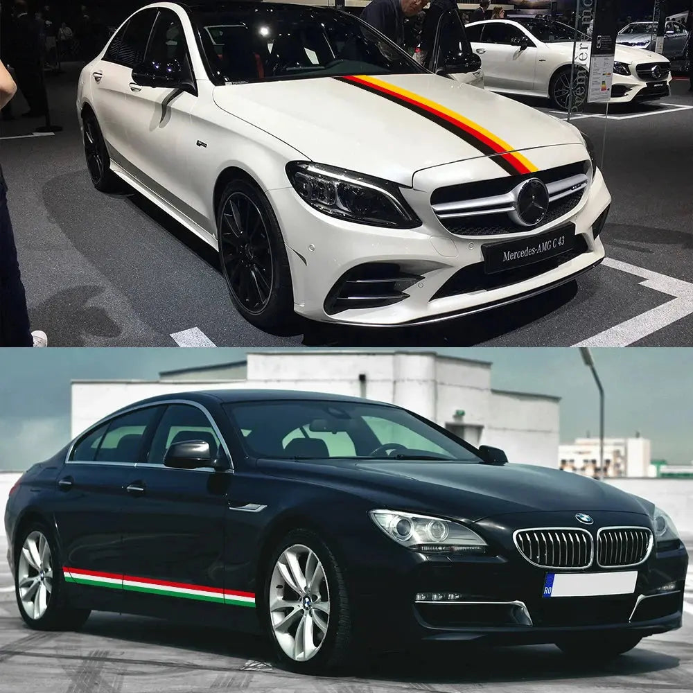 Sticker Master Ulusal Bayrak Şerit İtalya Almanya Fransa Sticker Set Oto Araç Çıkartma Etiket (Alfa Romeo Modelleri İçin Uygun) Sticker Master