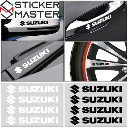Suzuki Sticker Seti (4 Adet) | Kapı Kolu, Ayna ve Jant Logosu Sticker Master