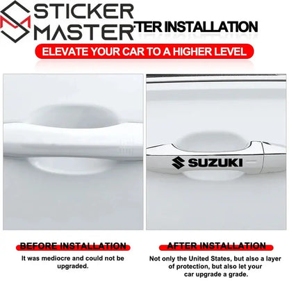 Suzuki Sticker Seti (4 Adet) | Kapı Kolu, Ayna ve Jant Logosu Sticker Master