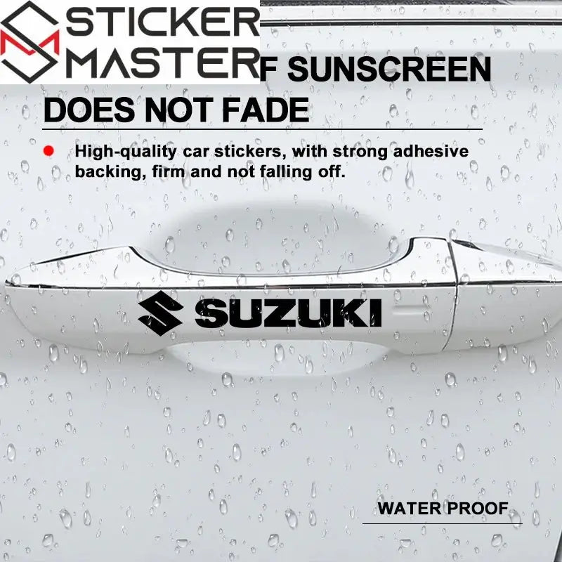 Suzuki Sticker Seti (4 Adet) | Kapı Kolu, Ayna ve Jant Logosu Sticker Master