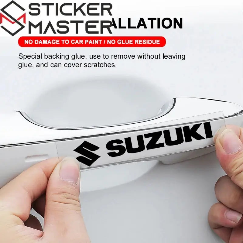 Suzuki Sticker Seti (4 Adet) | Kapı Kolu, Ayna ve Jant Logosu Sticker Master
