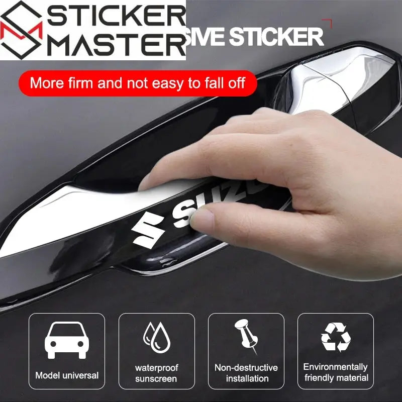 Suzuki Sticker Seti (4 Adet) | Kapı Kolu, Ayna ve Jant Logosu Sticker Master
