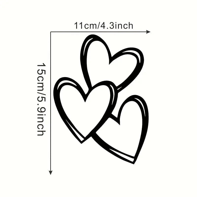 Üç Kalp Araba Cam Stickerı 11x15 cm | Sticker Master Sticker Master