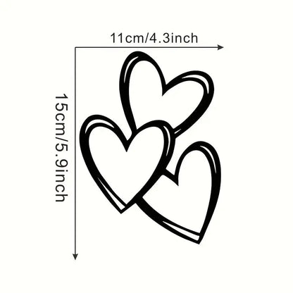 Üç Kalp Araba Cam Stickerı 11x15 cm | Sticker Master Sticker Master