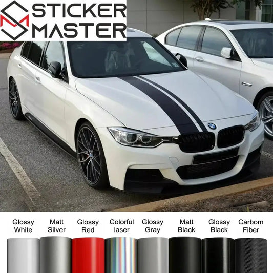 Sticker Master Evrensel Uzun Yarış Şerit Sticker Seti (Kaput, Tavan, Bagaj) - Sticker Master
