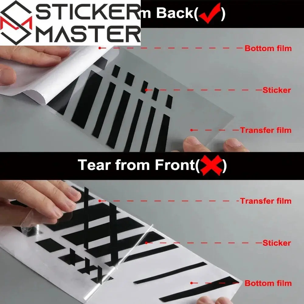 Sticker Master Evrensel Uzun Yarış Şerit Sticker Seti (Kaput, Tavan, Bagaj) - Sticker Master