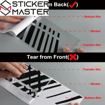 Sticker Master Evrensel Uzun Yarış Şerit Sticker Seti (Kaput, Tavan, Bagaj) - Sticker Master